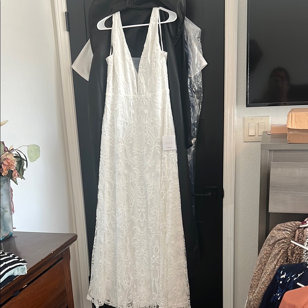 Elegant White Lace Gown